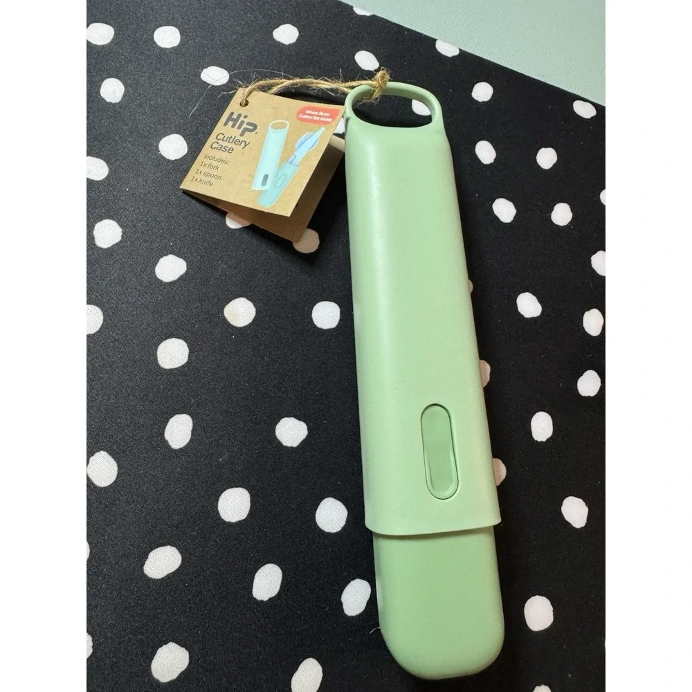 NIP Hip Cutlery Case Travel Fork Spoon Knife Wheat Straw Reusable Work Camping